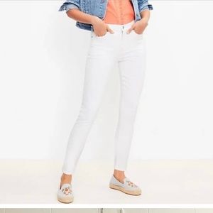 LOFT High Rise Crop Skinny Jeans White 6P